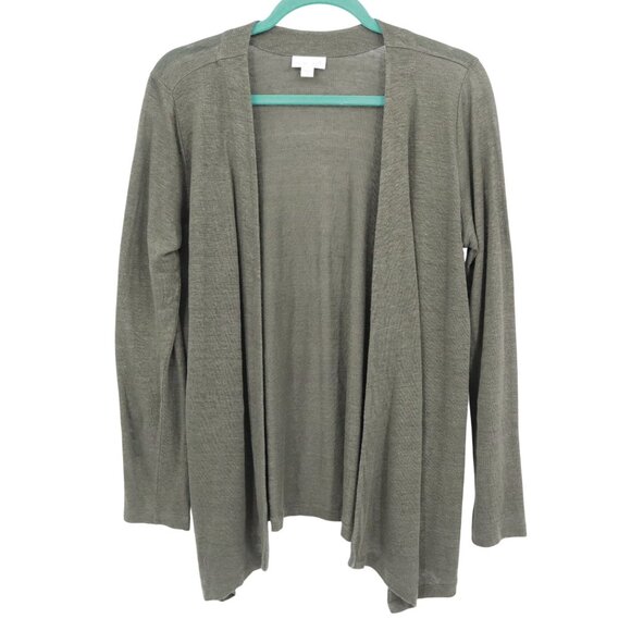 J. Jill Love Linen Cardigan Womens S Green Earthy Relaxed Simple Natural Boho - Picture 1 of 16